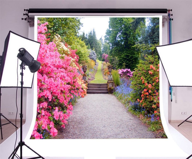 AOFOTO 8x8ft Beautiful Spring Blossom Flower Photography Backdrop Garden Landscape Background Outdoor Vintage Park Manor Scenery Wedding Photo Studio Props Woman Lady Girl Artistic Portrait Wallpaper - Image 3